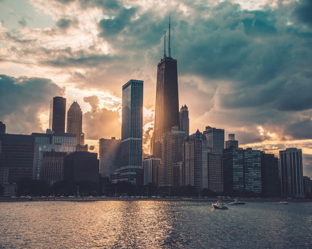 View of the Chicago skyline from Lake Michigan