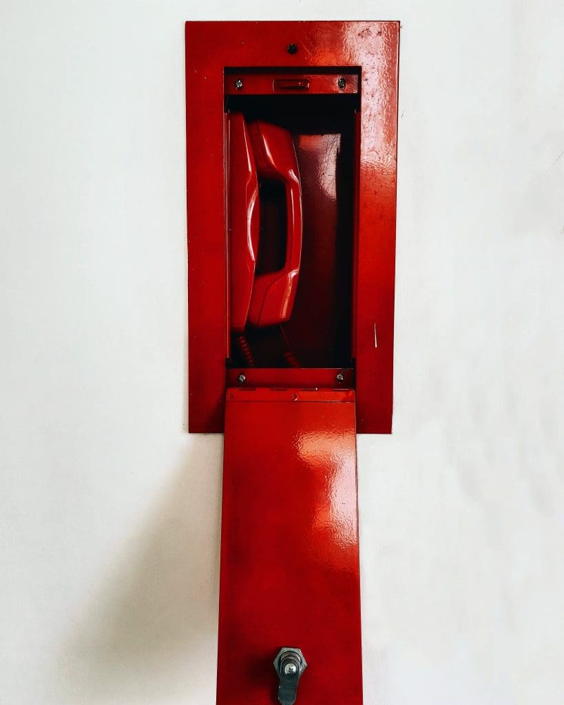 A red emergency phone